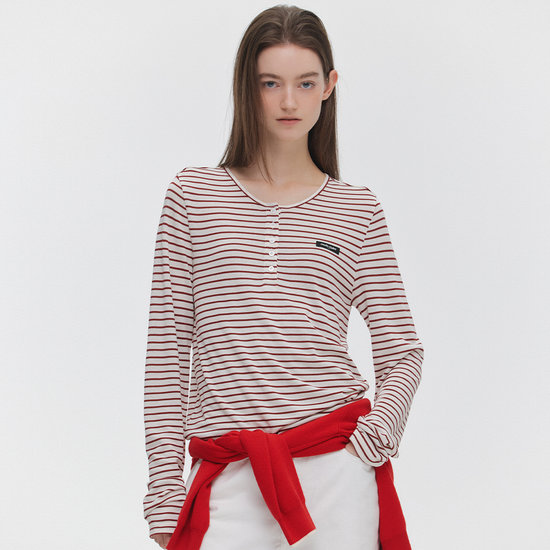 마리끌레르 헨리넥 스트라이프 롱슬리브 MAGALS09MRD_이미지