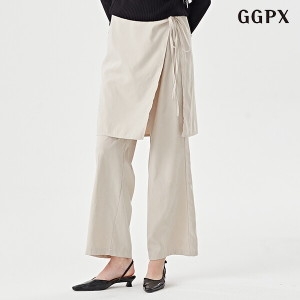  GGPX 레이어드 랩스타일 허리 밴딩 와이드 롱 팬츠 GOCTA005D