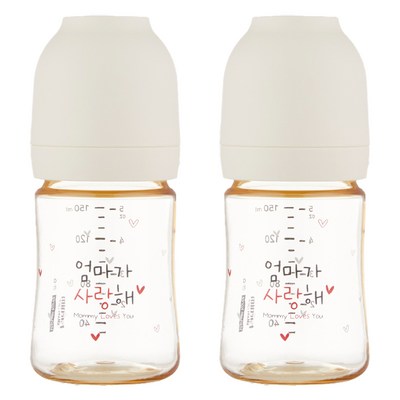 해님 낫싱 올인원 PPSU 엄마가 사랑해 젖병 150ml (노꼭지) (2개)_이미지