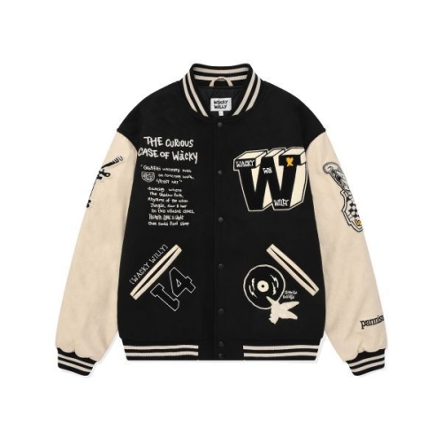 WACKY WILLY 패치워크 바시티 자켓 블랙 MG2404JK19BK 159593 L