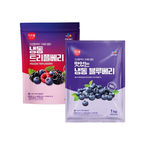  이츠웰 냉동 트리플베리 1kg + 블루베리 1kg [1개]