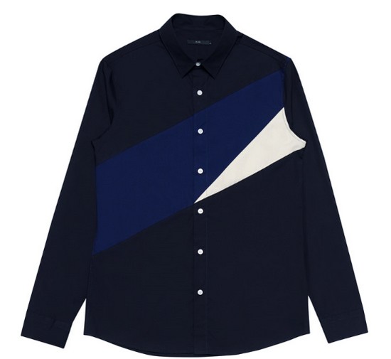 �÷��õ���̺� �÷� Oblique Line Block Shirts_NV PWOS3LSRD4M0B7