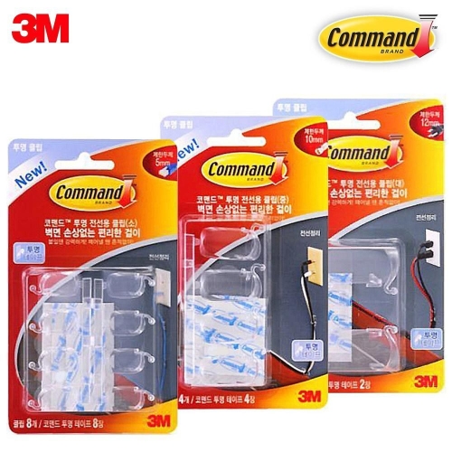 3M 3M 코맨드 투명전선용클립 소~대 전선클립 코멘드_이미지
