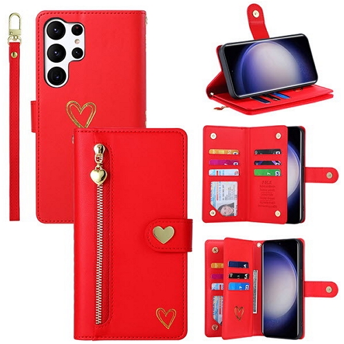 수나르 갤럭시노트10 플러스 컬러풀 하트 가죽 다이어리 카드 지갑 케이스