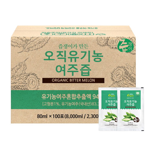 굿모닝비엔에프 즙쟁이 오직 유기농 여주즙 80ml 100포 (1개)_이미지