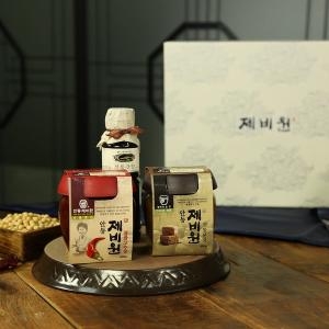 안동제비원 안동 종부 최명희 명인 전통장 선물세트  전통된장480g + 찹쌀고추장 480g + 간장 270ml