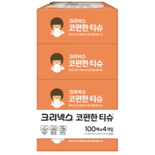 크리넥스 코편한 티슈 100매 (4입) (1팩(4입))_이미지