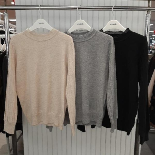 무자크 17 HC17 LHB-1 블랙 여성 가을 겨울 봄 반폴라 니트 티 MQ1WKP02 S44108250_이미지