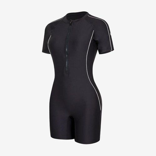 라인집업 하이넥 집업 3부 반신 슈트 A4FL1LI01BLK