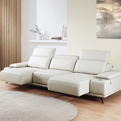 바로크가구 제임스 슬라이딩 천연가죽 소파 4인용