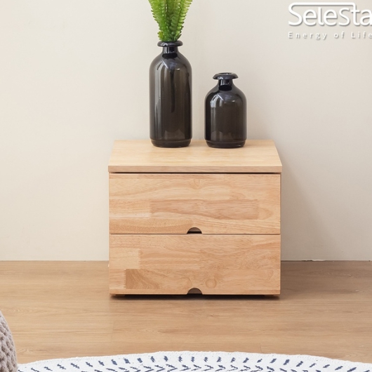 셀레스타 미니원목 2단 고무나무 서랍장 협탁 400_이미지