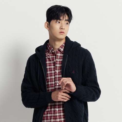 삼성물산 빈폴 AVE 케이블 후드 집업 카디건 네이비_BC5X5AC65R_이미지