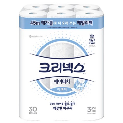 크리넥스 에어터치 아쿠아 45m (30롤)