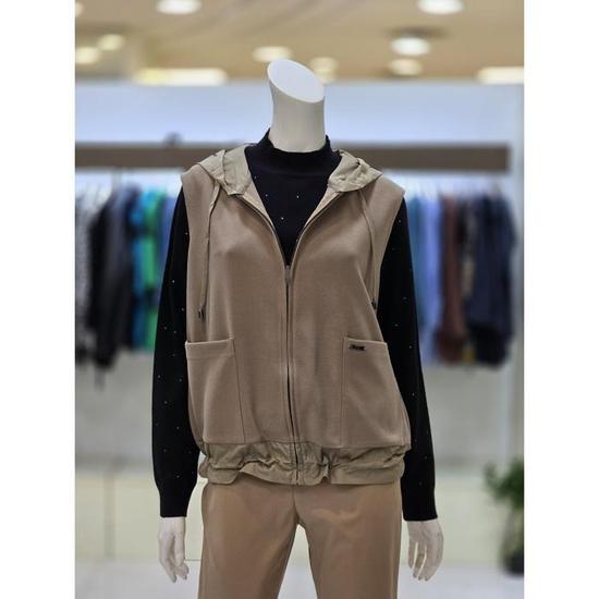 트리아나 후드배색 집업조끼 AJ3VA02