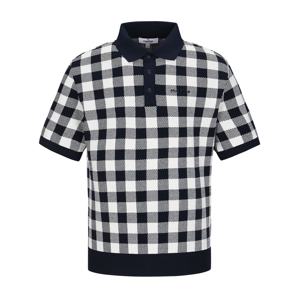 어뉴골프 체크 자카드 스웨터 QM0ENI20249