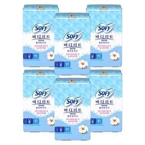 쏘피 바디피트 천연코튼 팬티라이너 롱 무향 40개 (6팩(240개))_이미지