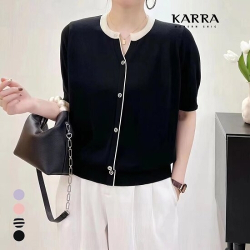  KARRA 카라 브리 반팔 버튼 포인트 니트 A4M0317 [2개]