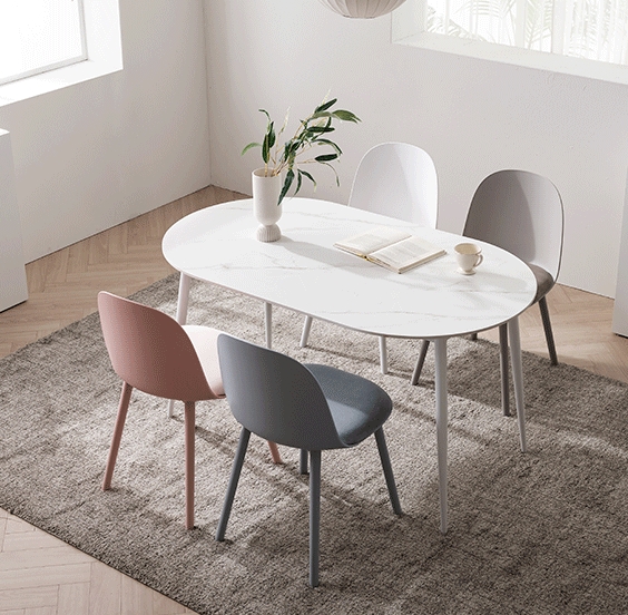 삼익가구 퓨어 세라믹 타원형 식탁 1400 (의자별도)_이미지