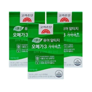 고려은단 식물성 퓨어 알티지 오메가3 기억력+ 600mg 60캡슐 (3개)