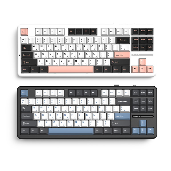 AULA F87 Pro 유무선 기계식 올리비아 화이트 한글 (저소음 솜사탕축)