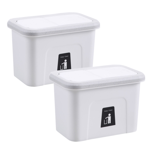 구디푸디 1+1 주방 걸이형 휴지통 싱크대 음식물 쓰레기통 3size 2colors 뚜껑형 소 + 소 _화이트_이미지