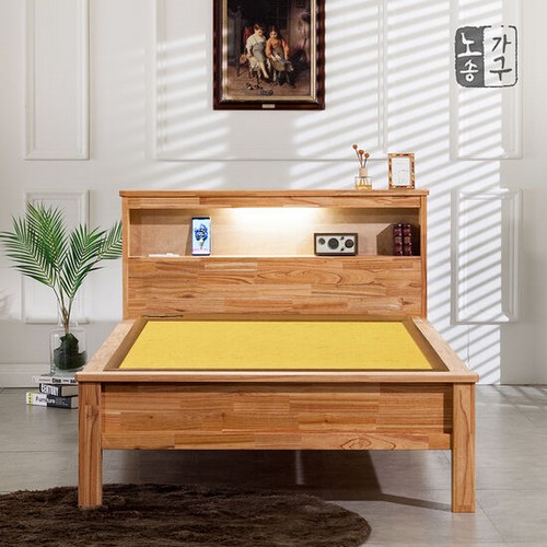 노송가구 참죽 원목 LED 흙침대 SS (전통한지흙)_이미지