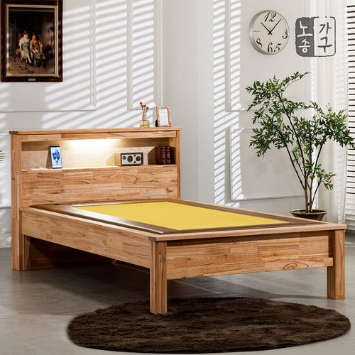 노송가구 참죽 원목 LED 흙침대 SS (전통한지흙)_이미지