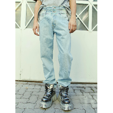 VETEMENTS VTMNTS 남성 더블 웨이스트 데님 진 vtm0354003blu