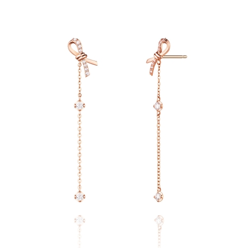 스톤헨지 Love Knot 14K 큐빅 드롭 귀걸이 SA24C46K