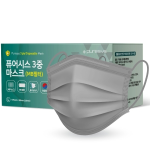 퓨어시스 MB필터 3중 일회용 마스크 대형 50개입 1개 그레이_이미지
