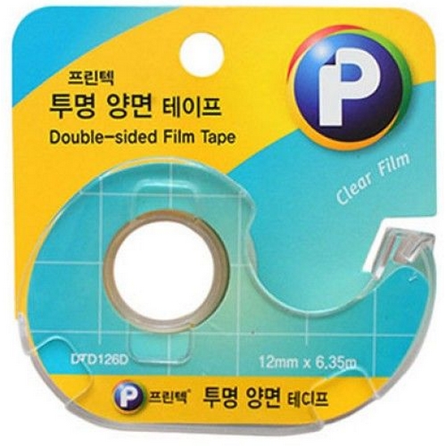 프린텍 DTD126D 투명 양면 테이프 디스펜서 12mm x 6.35m (12개)