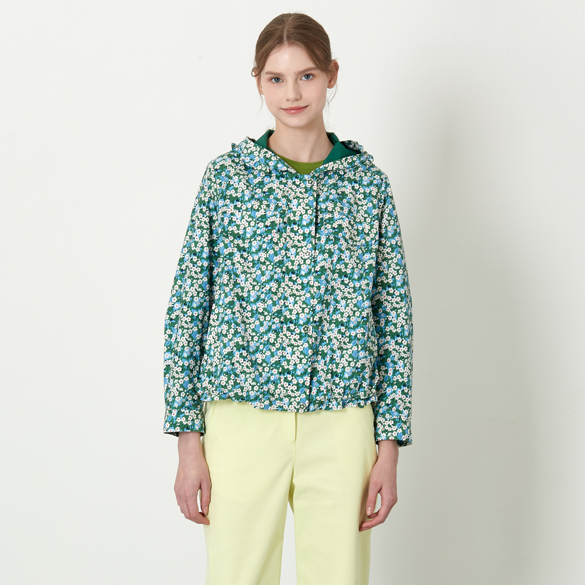 기비 플라워 패턴 프릴 후드 점퍼 GY26S1FRM5145_이미지