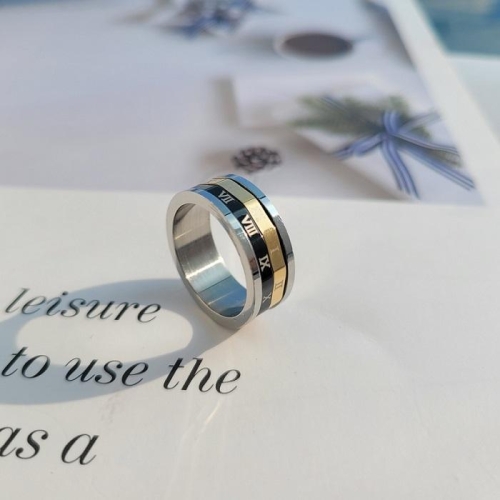 노블른 노블른 노블른 써지컬스틸 블랙 골드 로마숫자 스핀 반지 8150810