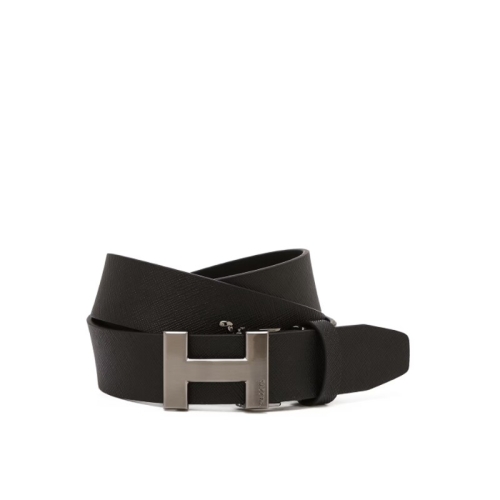  헤지스 남성 블랙 이니셜로고 소가죽 벨트 HZBE6E901BK