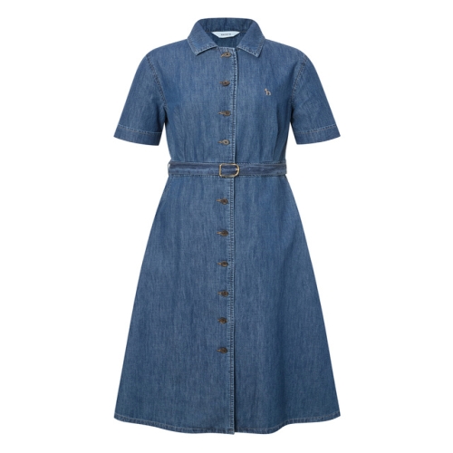 헤지스레이디스 오픈카라 반팔 데님 원피스 블루 HSDR5A102B2_이미지