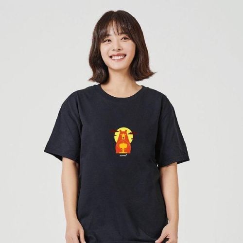 곰 노을 그래픽 반팔티 데일리 티셔츠 W7A0210