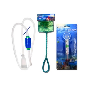 수족관 용품 사이펀 + 뜰채S + 수온계 세트 1세트