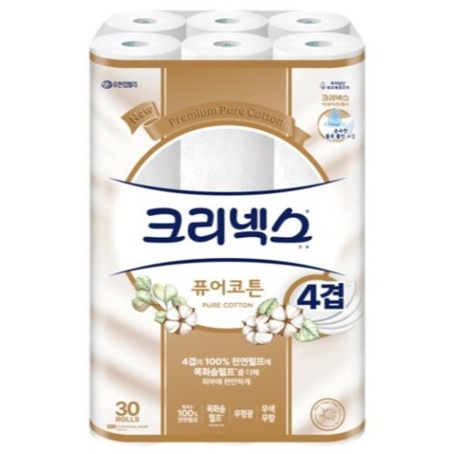  크리넥스 퓨어코튼 25m (30롤) [1팩]