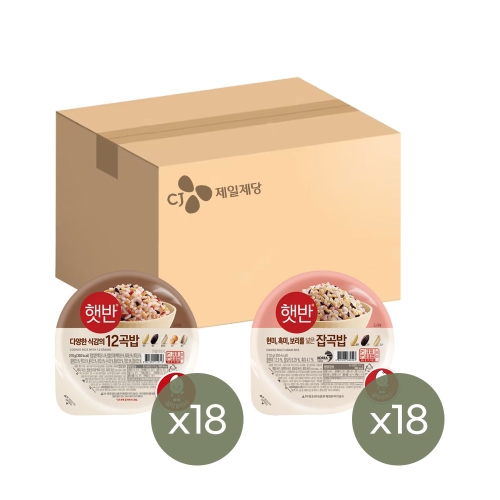 햇반 12곡밥 210g 18개 + 잡곡밥 210g 18개