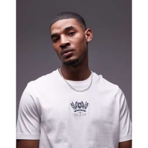 타미힐피거 엠브로이더 크레스트 로고 티셔츠 인 화이트 10420381_이미지