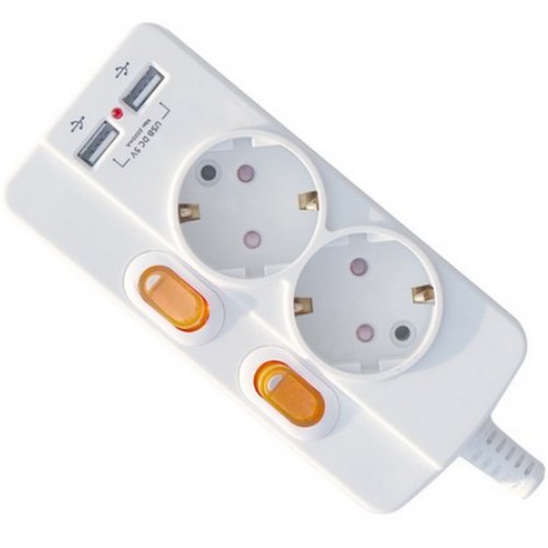 카닉스 타노스 2구 16A 과부하차단 개별스위치 USB 2포트 멀티탭 2개