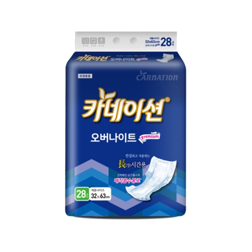 카네이션 오버나이트 장시간용 패드형 28개 (5팩(140개))_이미지