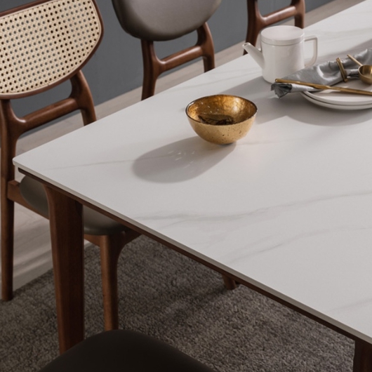 헤이미쉬홈 모리드 고무나무 원목 포세린 통세라믹 식탁 1800 (의자6개)_이미지