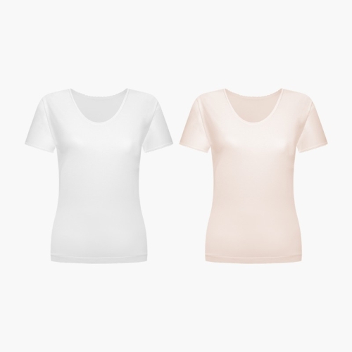 BYC 순면 흰색 스킨색 여성 편한 반팔 런닝 나시 백색1170432_이미지