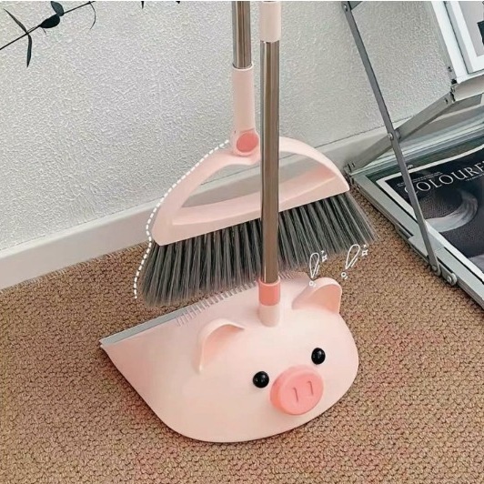   [해외] 핑크 PIG 빗자루 쓰레기받기 세트 [1개]