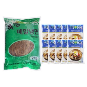 강동퓨어푸드 메밀냉면2kg 사골맛육수10개-물냉면 인분세트_이미지