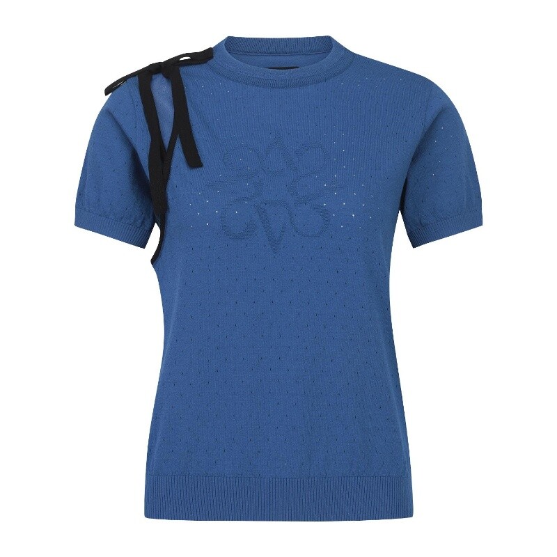 세인트앤드류스 배색 스트랩 타공 반팔 니트 821D2SR308_BL_이미지