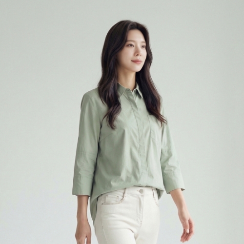 배색 포인트 루즈핏 셔츠_1I41508