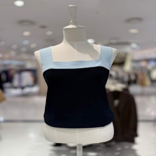 ZOOC 임직원 투웨이 배색 민소매 니트 Z252KSK030_이미지