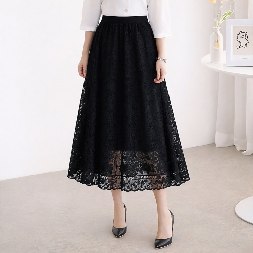 모리스커밍홈 볼륨 레이스 플레어 밴딩 스커트_M2602SK601A_이미지